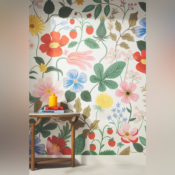 Anthropologie Rifle Paper Co. Strawberry Fields Mural NIP - Picture 1 of 12